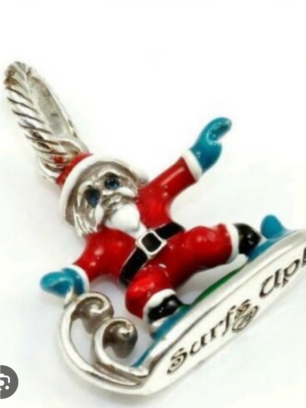Brighton Surfing Santa Bead Christmas Charm